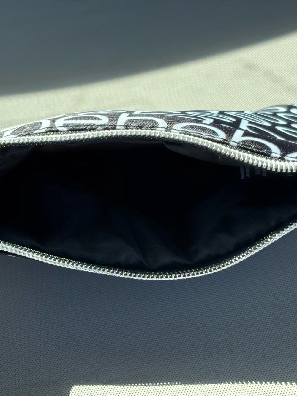 Bebe Black and White Logo Pouch